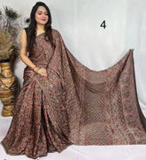Pure Modal Silk Ajrakh Saree Ð Brown Festive Wear - Saree - Aakritee - S10785